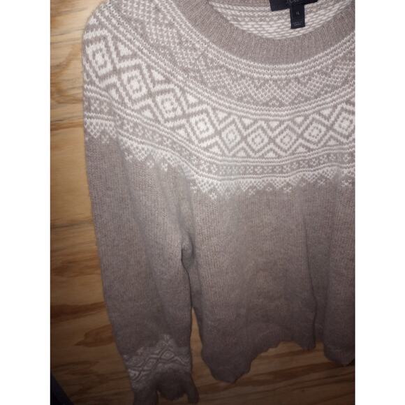 J. Crew Women Marino Wool Blend Sweater XL Crewneck Knit Nordic Winter Geometric - Picture 4 of 4
